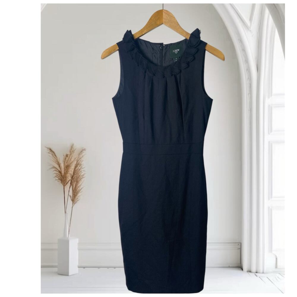 J. Crew Suiting Black Wool Blend Leigh #30051 Sleeveless Sheath Dress Size 0